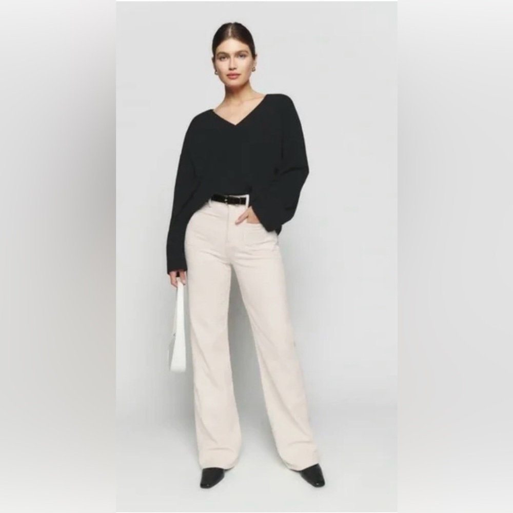 Reformation Cream Corduroy Pants